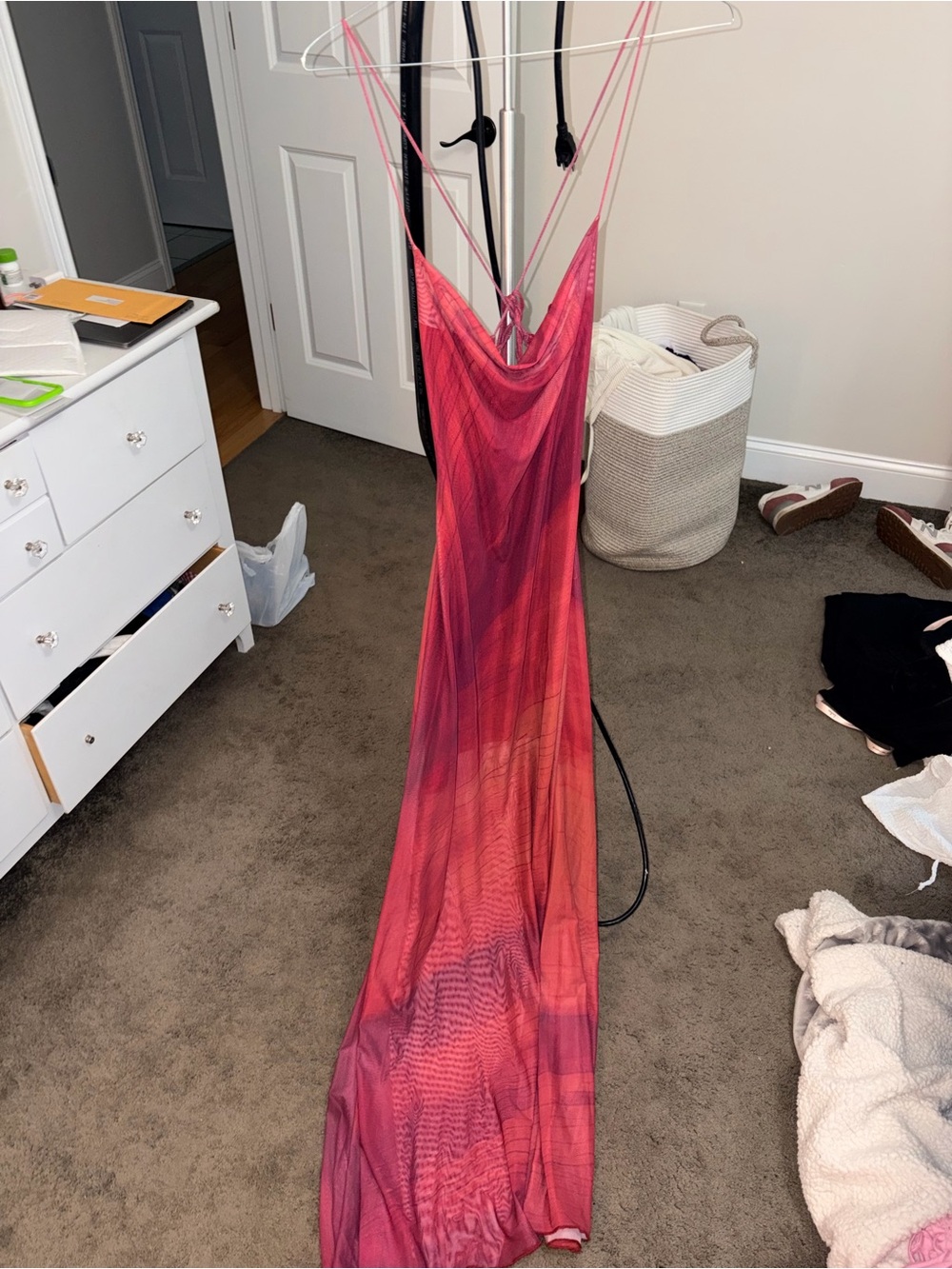 SHEIN Pink to Orange Ombre Maxi Dress